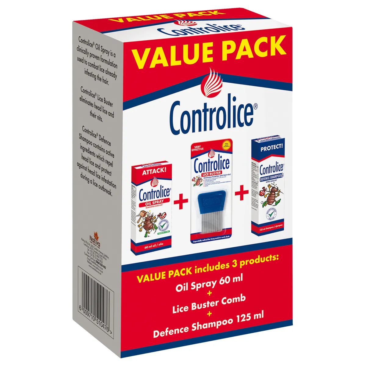 CONTROLICE SPRAY+SHAMPOO+COMB VALUE PACK
