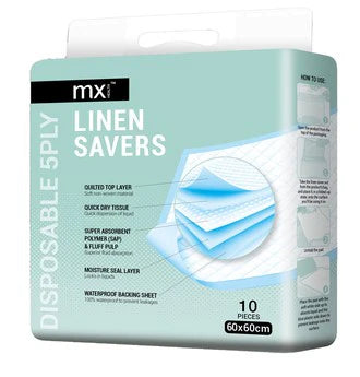 MX LINEN SAVER HEALTH DISPOSABLE 5PLY 60CM X 60CM