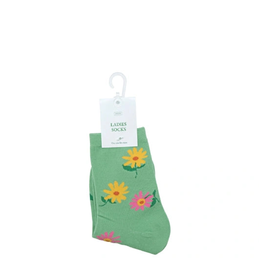 JENAM LIFE IN THE GARDEN - LADIES SOCKS (GREEN WITH FLOWERS)