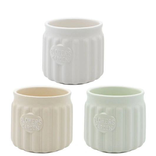 JENAM LIFE IN THE GARDEN - CERMAIC POT PLANT HOLDERS ASSORTED 9X9CM