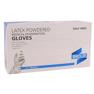 SACLIN LATEX POWDERED MEDIUM EXAMINATION GLOVES 100