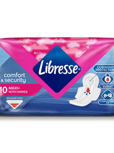 LIBRESSE MAXI COMFORT FEEL NORMAL WINGED PADS 10