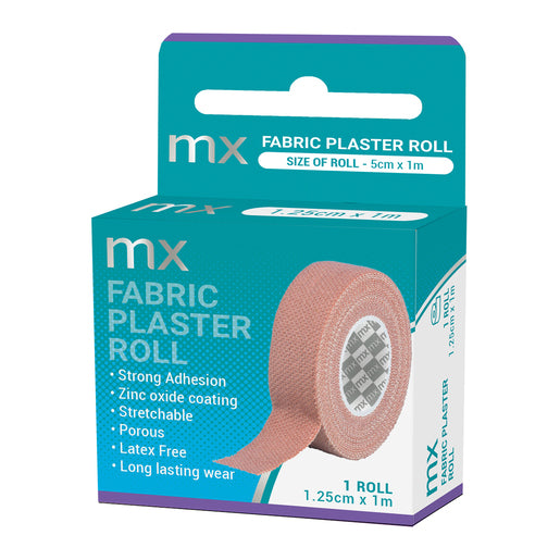 BANDAGE MX FABRIC ROLL PLASTER 12.5MMX1M