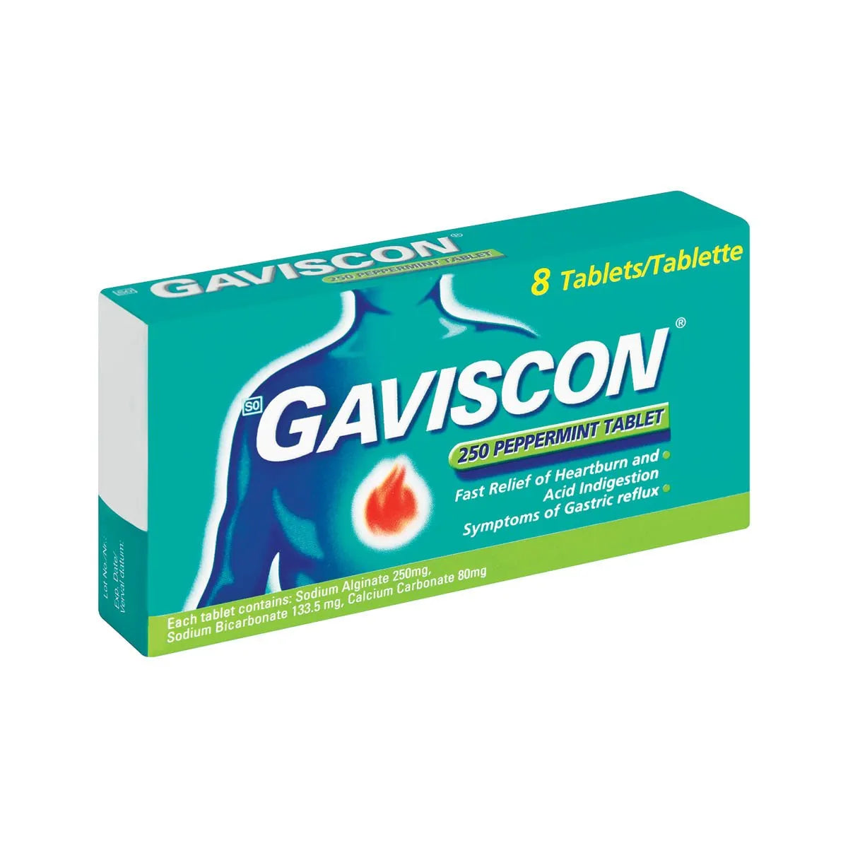 GAVISCON 250MG PEPPERMINT TABLETS 8