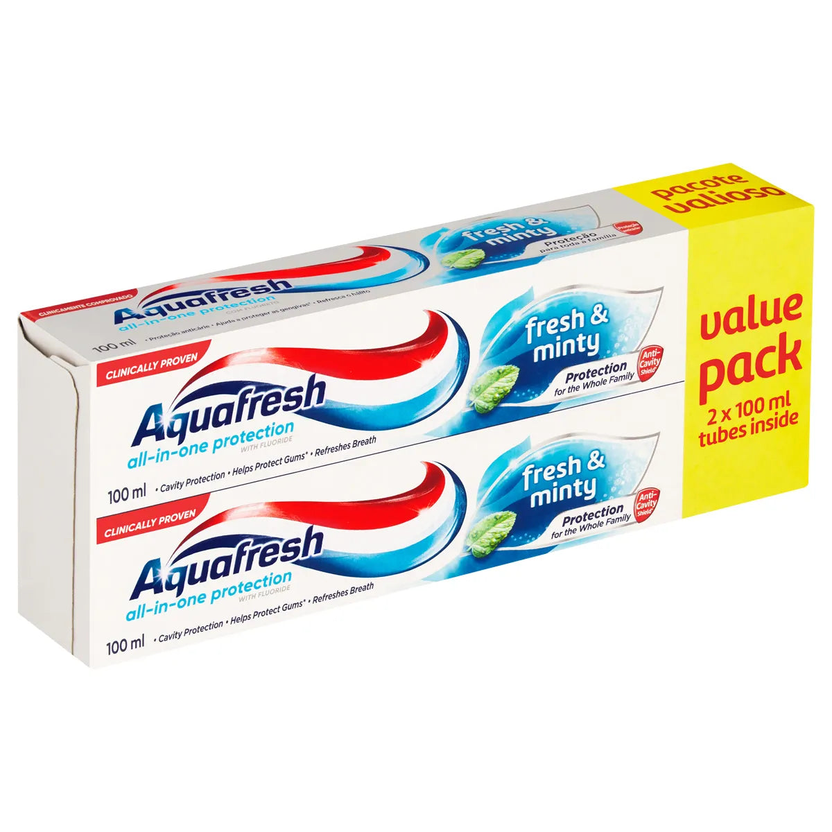 AQUAFRESH TOOTHPASTE FRESH AND MINTY TWIN PACK 100ML X 2