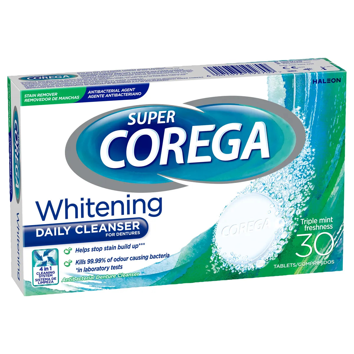 SUPER COREGA DENTURE CLEANSER WHITENING TABLETS 30