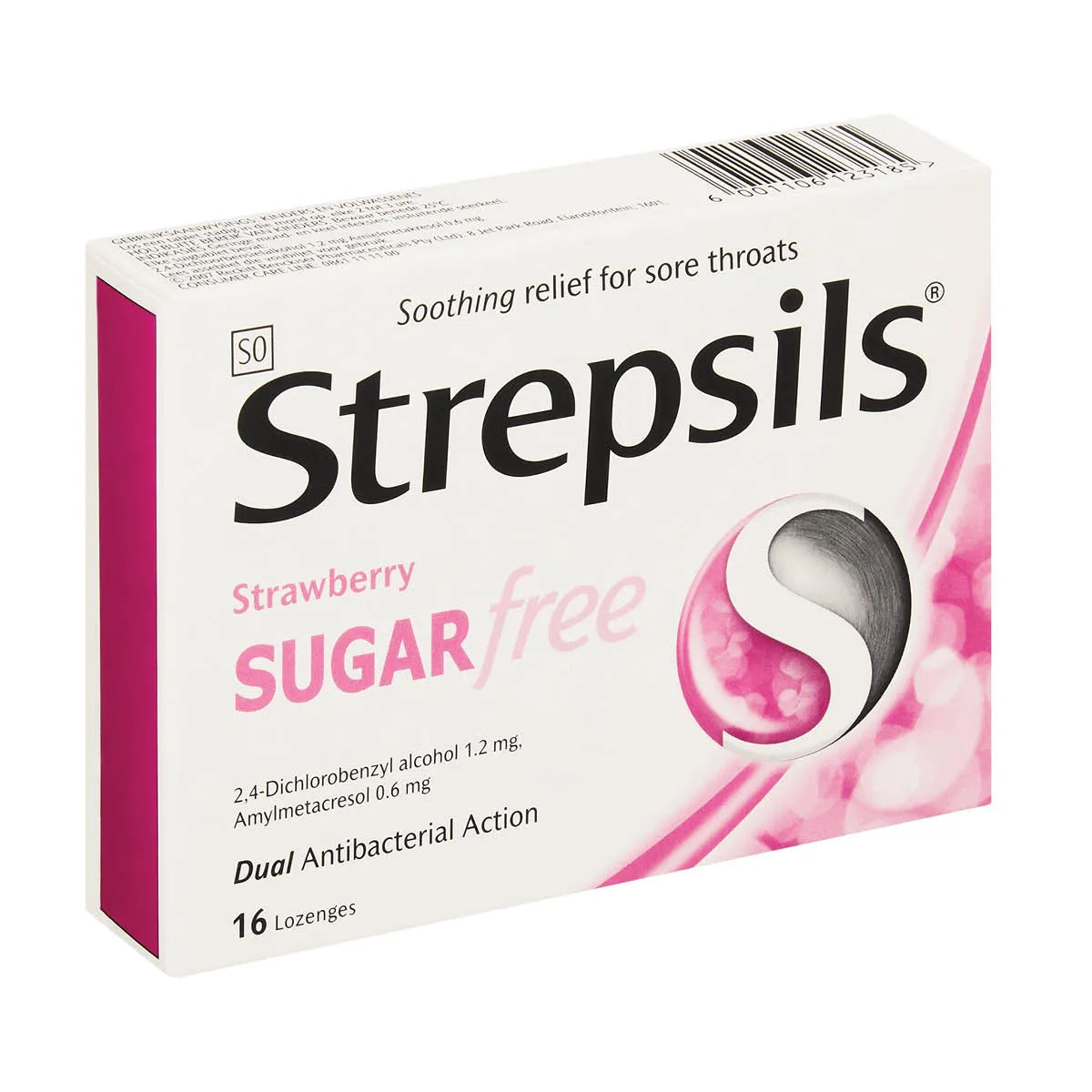 STREPSILS STRAWBERRY SUGAR FREE LOZENGES 16