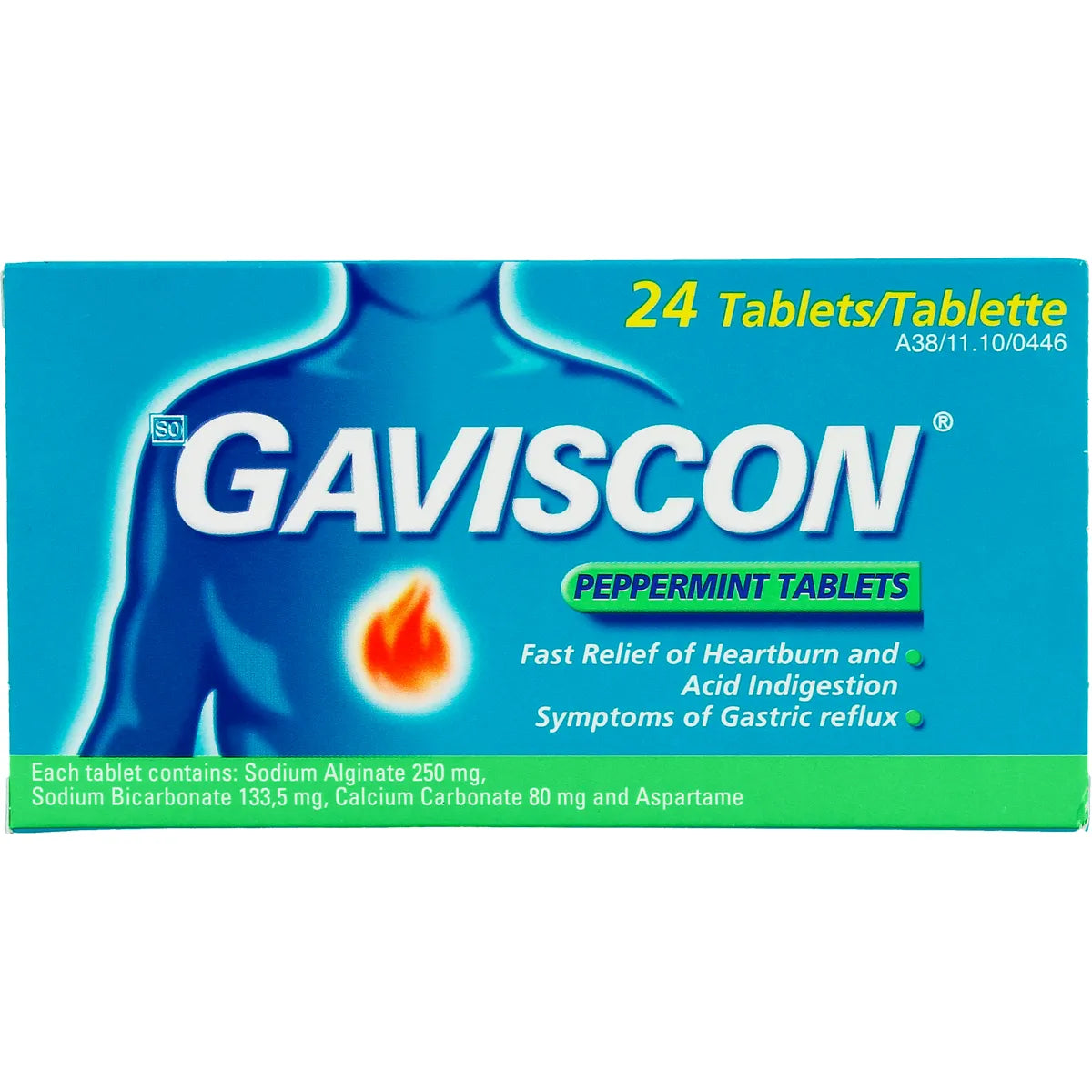 GAVISCON 250MG PEPPERMINT TABLETS 24