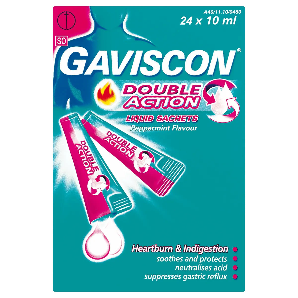 GAVISCON DOUBLE ACTION LIQUID 10ML SACHETS 24