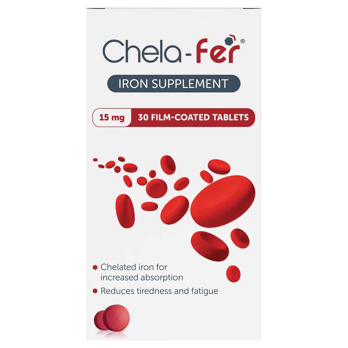 CHELA-FER 15MG/250MCG TABLETS 30