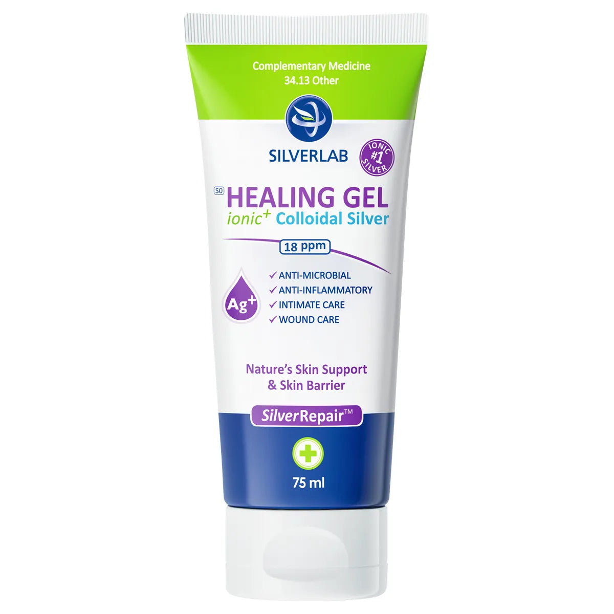 SILVERLAB COLLOIDAL SILVER HEALING GEL TUBE 75ML