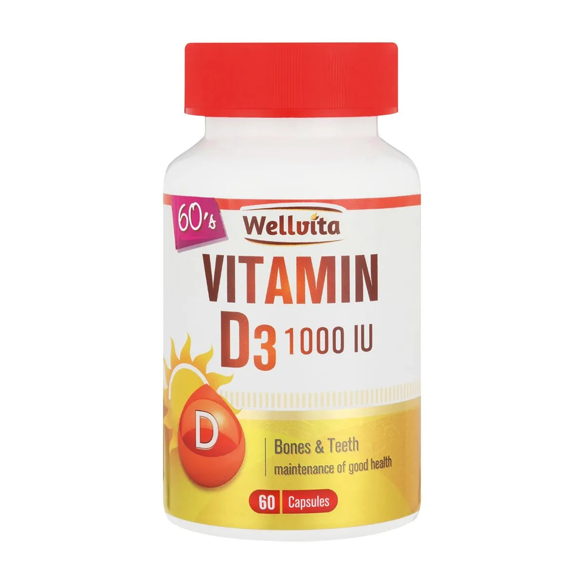 WELLVITA VITAMIN D3 1000IU CAPSULES 60