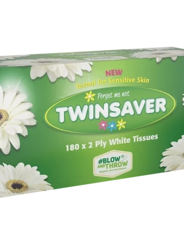 TWINSAVER FACIAL WHITE TISSUES 180