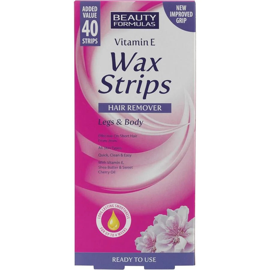 BEAUTY FORMULAS LEGS & BODY HAIR WAX REMOVAL STRIPS 40