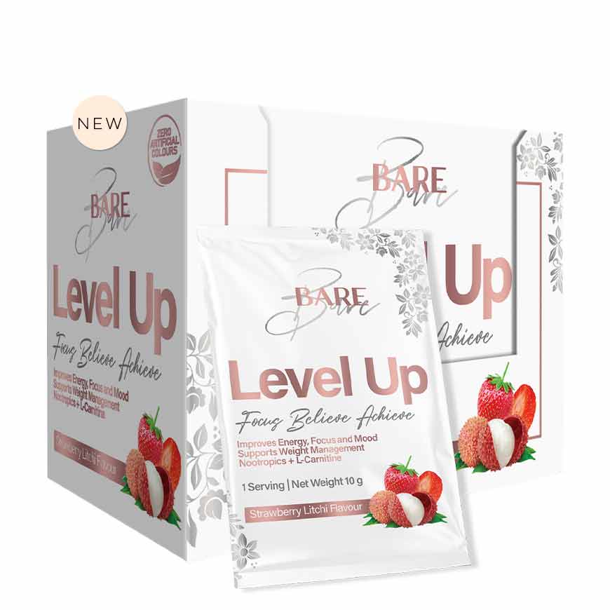 BARE LEVEL UP STRAWBERRY AND LITCHI POWDER SACHET 10G SINGLE
