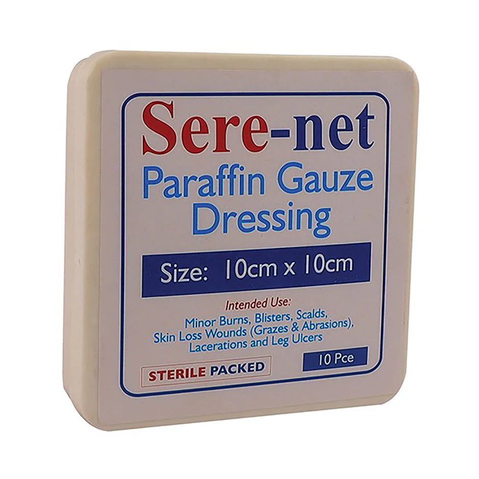 SERE-NET PARAFFIN STERILE GAUZE 10CM X 10CM