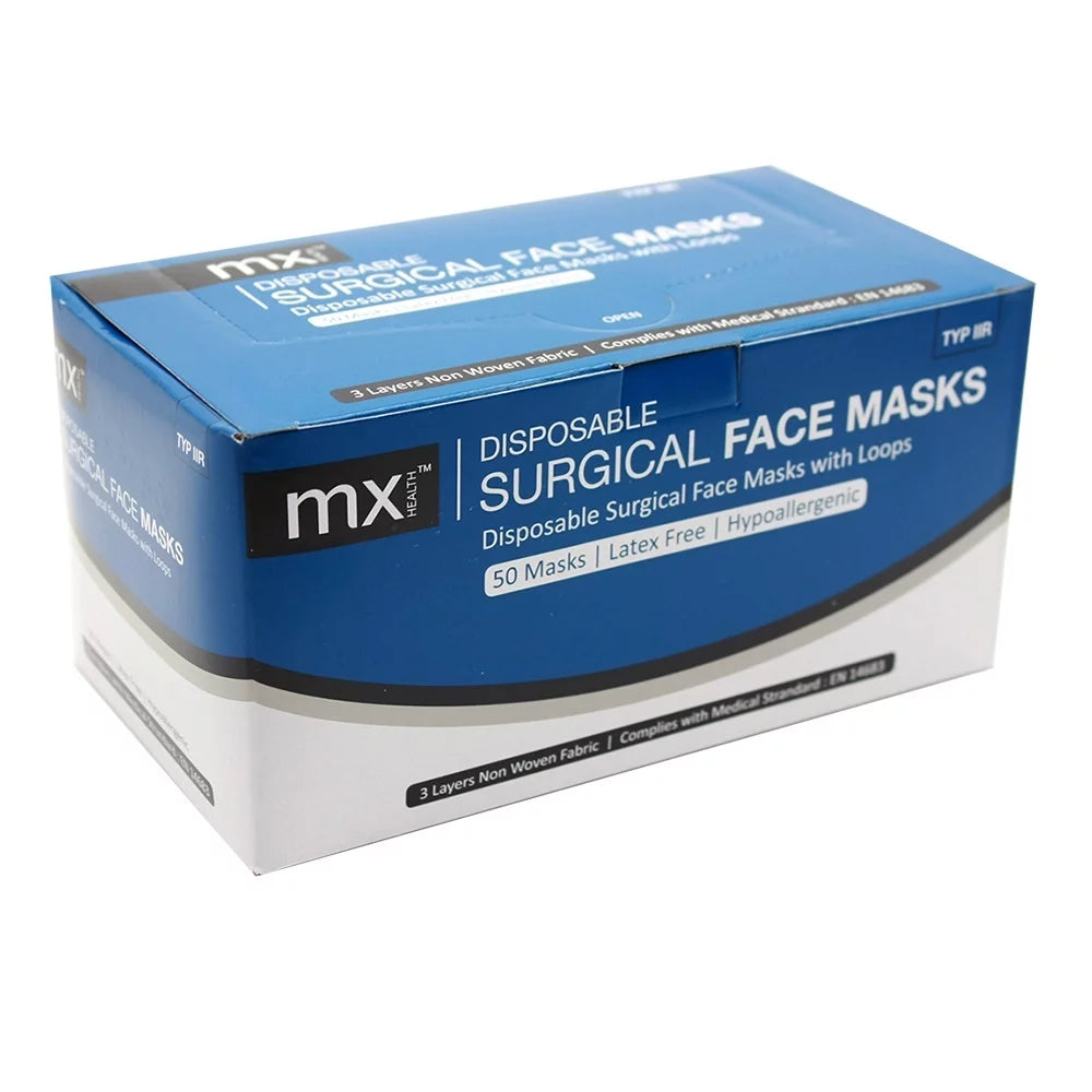 MX DISPOSABLE SURGICAL FACE MASKS 50