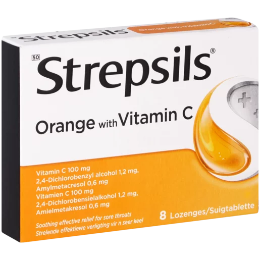 STREPSILS ORANGE WITH VITAMIN C LOZENGES 8