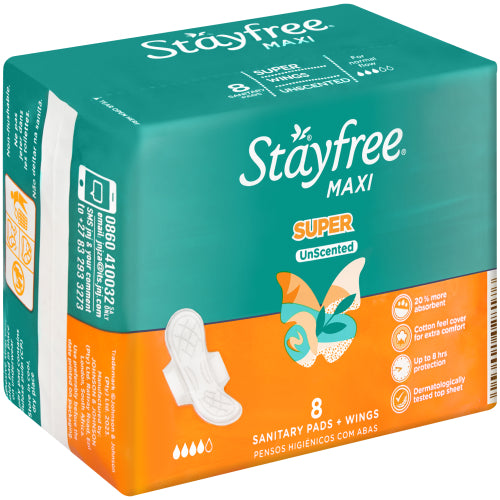 STAYFREE MAXI SUPER THICK WINGS UNSCENTED 8