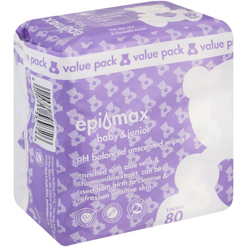 EPI-MAX UNSCENTED WIPES 80 X 3