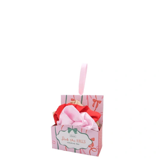 JENAM BO HO HO -DECK THE HALLS SCRUNCHIE TRIO (GOLD, PINK,RED)