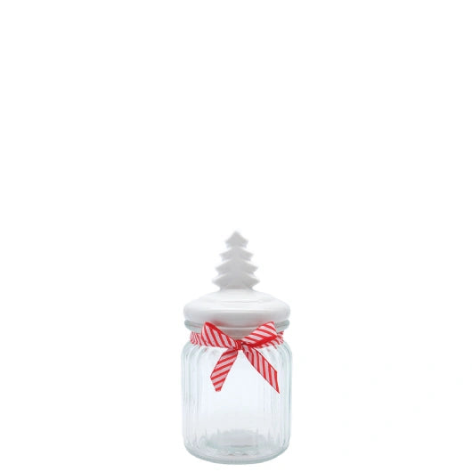 JENAM CHRISTMAS GLASS JAR (CERAMIC TREE LID) 200ML